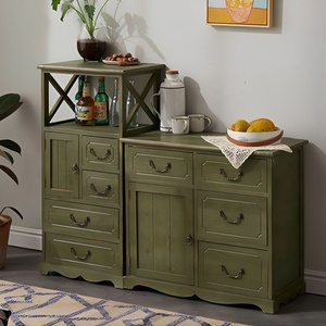 Rustic Solid Wood Cabinet, Vintage Green Storage <strong>Unit</strong> for Living Room, Dining Room - Product Image 1