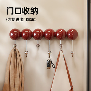 Happy Thoughts Vintage Style Wall Hooks Red Round Suction Cup Self Adhesive No Drilling Entryway Bedroom Living Room - Product Image 2