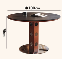 Table à manger ronde de luxe ModHomi avec plateau en bois et base tournante, structure en bois massif, design élégant pour hôtel et villa