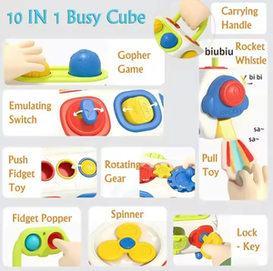 Cube d'activités Montessori 2026, Planche sensorielle éducative, Jouet de voyage en plastique durable pour bébés et tout-petits, pour développer la motricité - Product Image 4