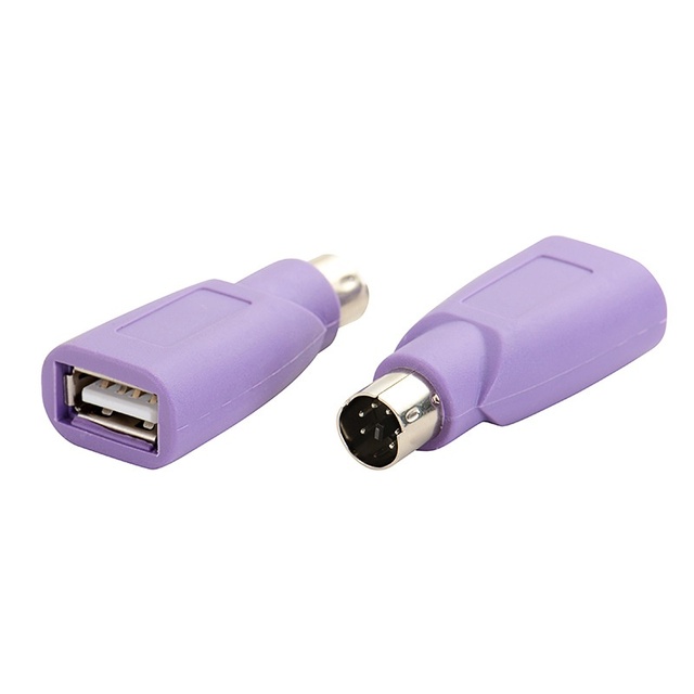 Purple PS2 Male Round Head Mouse Head Keyboard Interface Converter Adapter PS2 Revolution USB Female Conversion Plug