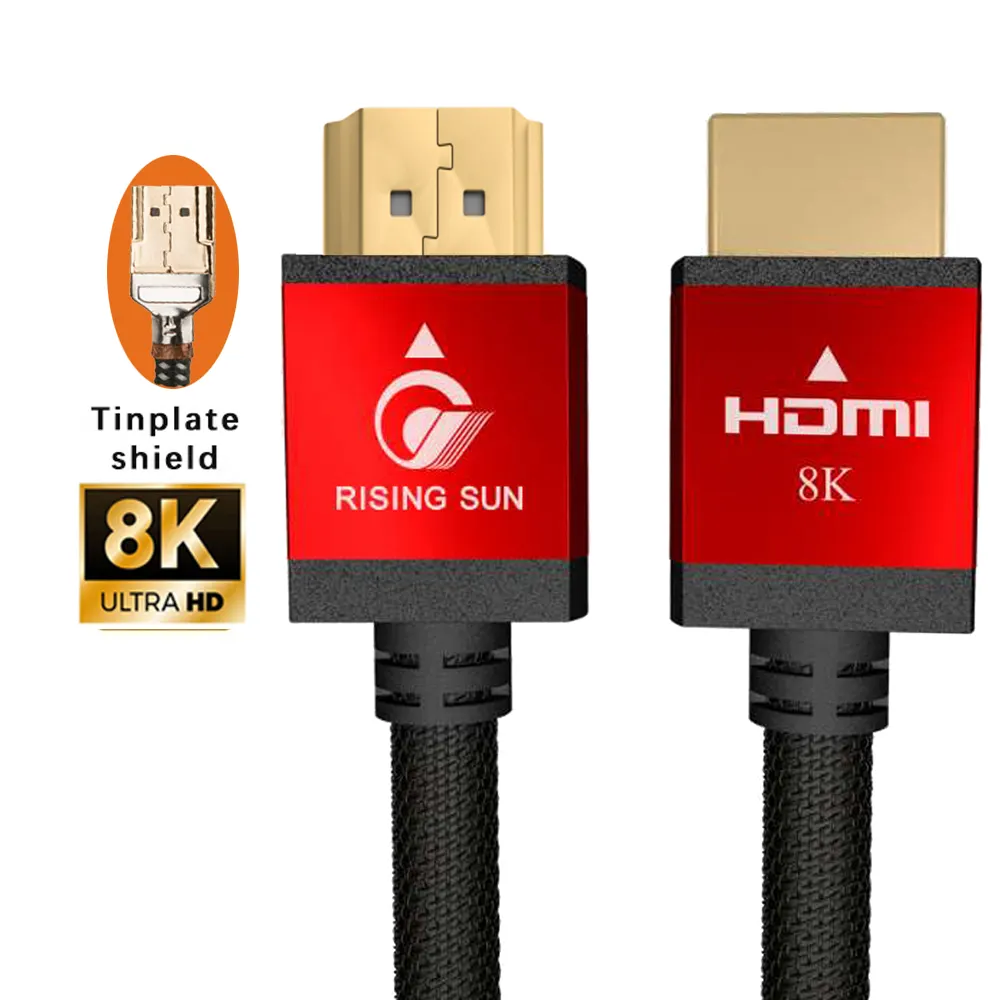 Cavo Hdmi connettore 8k 48Gbps 2.1 di ultima generazione in metallo rosso ad altissima velocità Standard