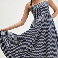 Usine Oem Robes d'été rayées sans manches de haute qualité Robe midi camisole longue en coton à bretelles spaghetti pour femmes