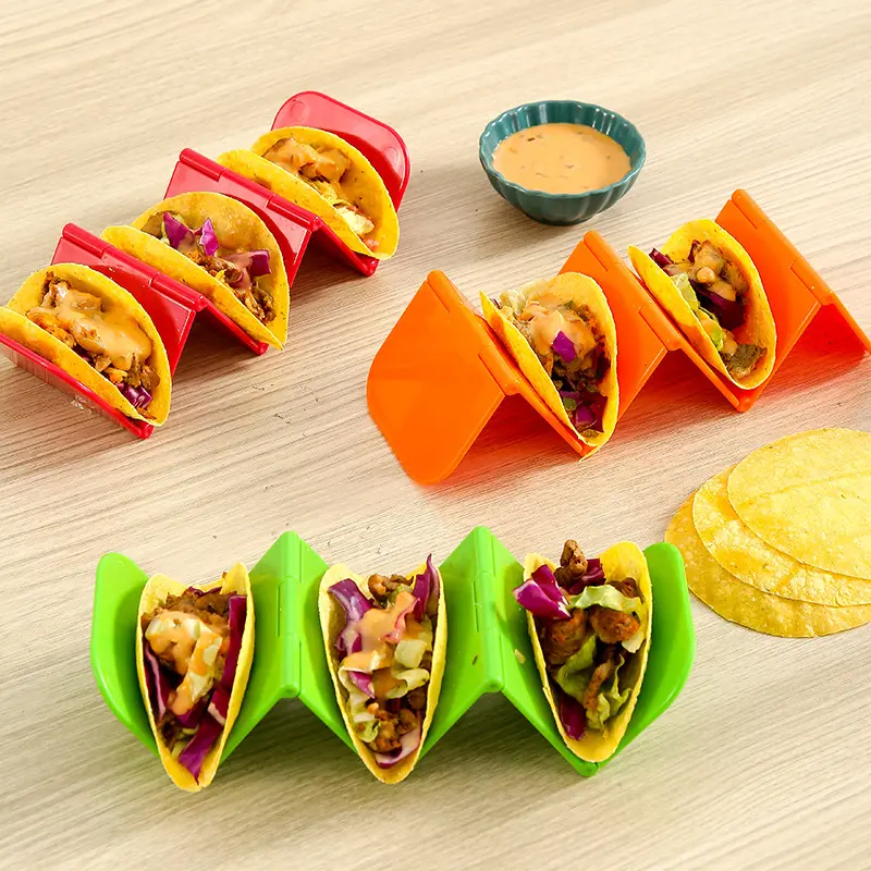 Besafe BPA Free neue bunte Spülmaschine Faltbare Taco Stand halter Rack Tray für weiche oder harte Taco Shell