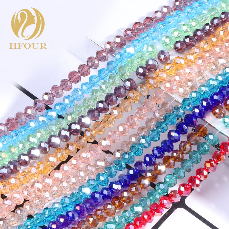 Beads Glass Beads Chinese Beads Crystal Glass Ellipse Colorful AB Beads For Garment Accessories