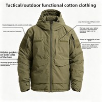 Blouson Bomber Tactique Thermique en Coton Exclusif Transfrontalier, Épaissi, Coupe-Vent, Imperméable, à Capuche, pour l'Extérieur et le Streetwear Hivernal