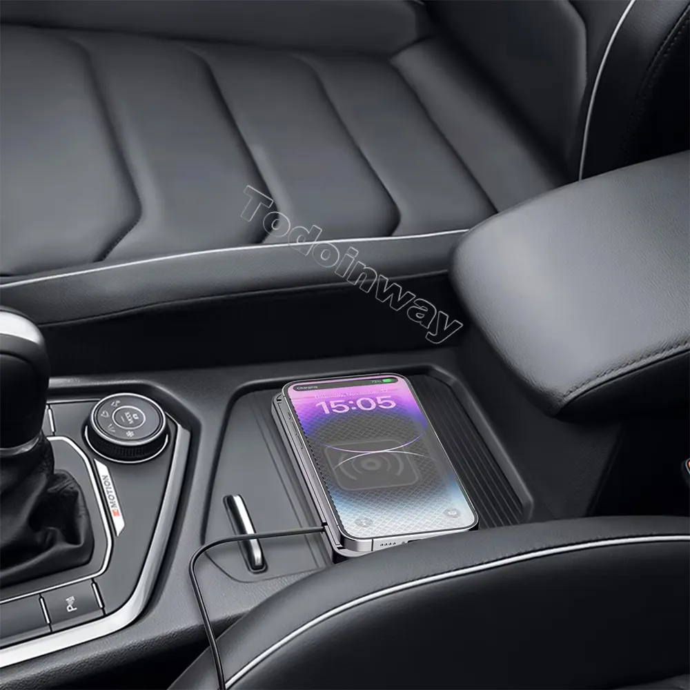 Fast Chargerไร้สายชาร์จสําหรับSamsungชาร์จโทรศัพท์สําหรับVW Passat Audi Mercedes Benzอุปกรณ์เสริมภายใน