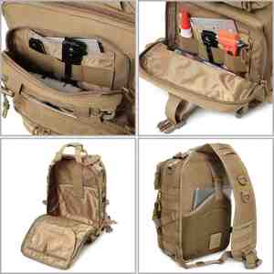 กระเป๋าเป้สะพายข้างแบบยุทธวิธี รุ่น Factory Tactical Sling Bag  กระเป๋าคาดอกแบบสะพายไหล่  กระเป๋าคาดหน้าอก  ปิดด้วยซิป  ความจุขนาดใหญ่  ป้องกันการโจรกรรม  ทำจากผ้าเดนิม - Product Image 4