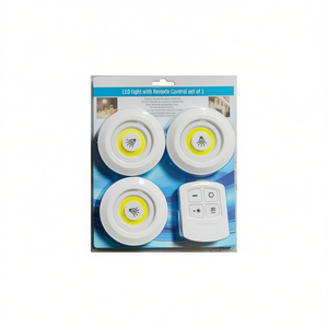 Set di 3 luci LED con telecomando, montaggio a superficie, dimmerabili, luce bianca calda 3500K, corpo in plastica, illuminazione per bagno. - Product Image 3