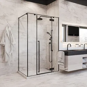 Seawin hot sale bathroom aluminum frame shower room cabin hotel modern tempered glass square black shower cubicle