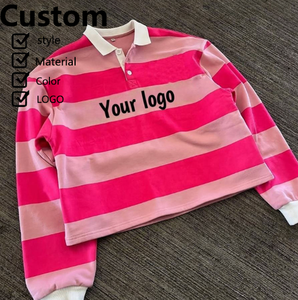 Camisa Polo de Manga Larga Personalizada para Hombre con Diseño a Rayas, Cierre de Botones Frontales, Estilo de Manga Larga - Product Image 1