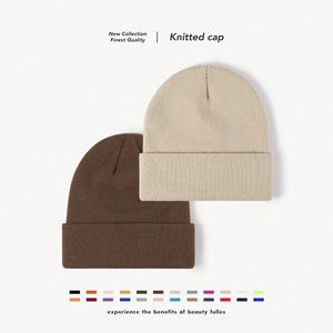 Chapeau en laine double couche épais et chaud pour l'automne et l'hiver, fabricant de bonnets, bonnet simple en tricot - Product Image 1
