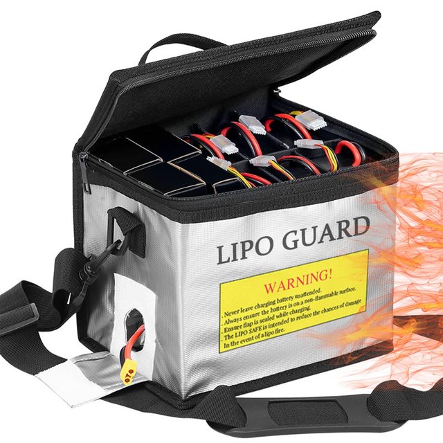 Portable Fireproof Waterproof Lithium Polymer Battery Safe Guard Bag with Zipper Charging Storage for FPV Drone RC Boat