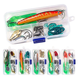 Kit de Señuelos de Pesca Portátiles al por Mayor para Agua Dulce y Salada, con Hélices de Superficie, Señuelos Duros, Gubias Blandas, Gusanos, Anzuelos y Caja de Aparejos - Product Image 6