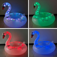 Chaise longue gonflable blanche/rouge cygne flamant rose jouet flottant avec lumière de charge solaire 100x90cm