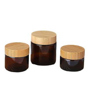 Tarros de Vidrio Ámbar Vacíos de 5g-100g para Crema Facial y Contorno de Ojos, con Tapa de Bambú y Logotipo Personalizado de Fábrica - Product Image 1