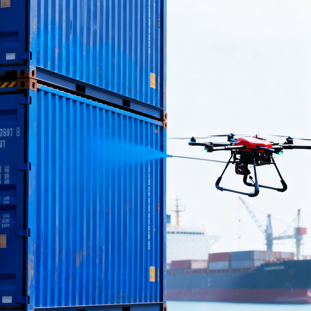 Commercial Spray Coating Drone System for Construction Site and Factory Maintenance with Long Flight Time