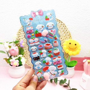 สติกเกอร์การ์ตูนน่ารักสำหรับเด็ก ลายกระต่าย แพนด้า ดอกชบา พิมพ์ลาย UV แบบนูน 3 มิติ  นำเข้าจากต่างประเทศ ยี่ห้อ Wowei ช่วยคลายเครียด - Product Image 6