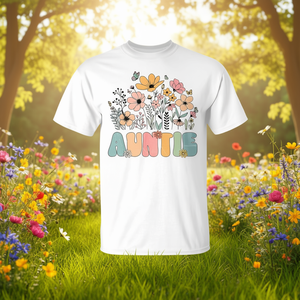 T-shirt pour femme, taille moyenne, col rond, manches courtes, impression numérique, motif floral, cadeau pour la fête des mères, réunion de famille, tenue de fête - Product Image 2