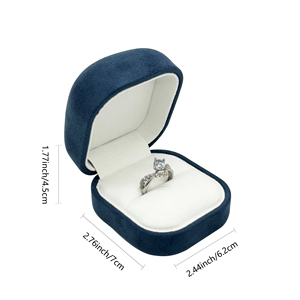Factory Handmade Rounded Square Empaques Para Joyeria Pendant Ring Jewelry Packaging Custom Suede Velvet Jewelry Box with logo - Product Image 3