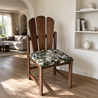 Chaise de salle à manger en bois massif, style mid-century modern, assise en tissu rembourré, pieds en bois, pour la maison et l'hôtel