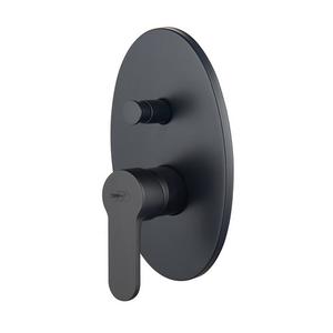 Mitigeur de douche encastré Paco noir mat avec inverseur, robinetterie thermostatique sur pied pour appartement, panneaux de douche polis - Product Image 1