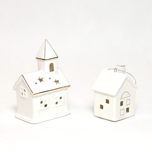 Colgante de mesa con luz led blanca pequeña personalizada, decoración artesanal de cerámica para el <span class=keywords><strong>hogar</strong></span>, <span class=keywords><strong>hogar</strong></span>, pueblo de Navidad - Product Image 4