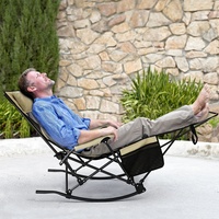 Chaise longue à bascule de camping avec logo personnalisé Chaise berçante de camping pliante à dossier haut avec repose-pieds Chaise berçante de camping portable