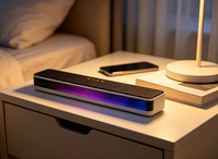 Barre de son LED RGB multicolore, Bluetooth 5.4, sortie 10W, 2 haut-parleurs externes à aimant de 52 mm, barre de son de bureau rechargeable