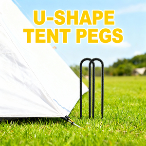 Ancrages au sol robustes piquets de <span class=keywords><strong>fixation</strong></span> de crochet en U <span class=keywords><strong>pour</strong></span> tente de camping, auvents, abris de voiture, hangars, <span class=keywords><strong>balançoire</strong></span> - Product Image 3