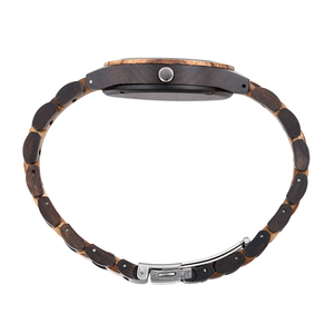 YS5580 Vintage Soul Reloj de madera <span class=keywords><strong>con</strong></span> diseño de cara de madera de cebra Acabado degradado suave Dial de puntero de movimiento de cuarzo simple - Product Image 2