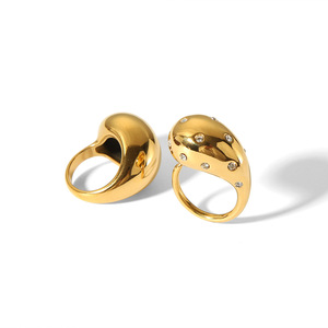 แหวนรูปหยดน้ำ ทอง 18K สแตนเลสสตีล แหวนเรขาคณิตแบบเปิด เครื่องประดับผู้หญิง ของขวัญ แหวนแฟชั่น - Product Image 5