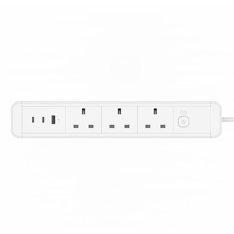 3 enchufes UK + 1 USB + 2 Type-C de 18W (con cable de alimentación de 1,8 m)