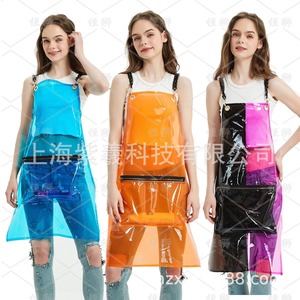 Zixi Transparent Waterproof TPU <b>Apron</b>, Art <b>Apron</b>, Hairdresser's <b>Work</b> Clothes, Chef's Oil-proof and Easy-to-clean <b>Apron</b> - Product Image 2