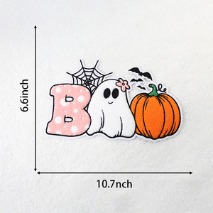 Bán buôn tùy chỉnh <span class=keywords><strong>sequin</strong></span> Thêu <span class=keywords><strong>3D</strong></span> Boo thư vá thêu Halloween Chenille may sắt trên Halloween các bản vá lỗi - Product Image 6