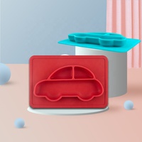 Silicone belle assiette de nourriture de bande dessinée pour les bébés enfants dans le dîner par l'usine personnalisée de haute qualité