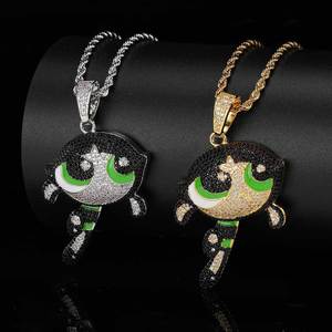 Hip Hop cartone animato Anime colorato zircone <span class=keywords><strong>Powerpuff</strong></span> ragazze ciondolo di lusso ciondolo con ciondolo collana di fascino per le donne - Product Image 2