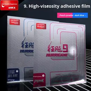 Raqueta de Tenis de Mesa DHS Hurricane 9, Marco de Fibra de Carbono, Duradera, Ecológica, Resistente, Rojo, Azul, Verde Fruta, Rosa Melocotón, Deslumbrante - Product Image 2