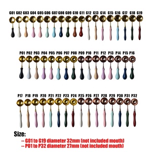 In primo piano in metallo manico in legno piccolo grande sigillo di cera timbro cucchiaio per fusione a cera muti colori - Product Image 2