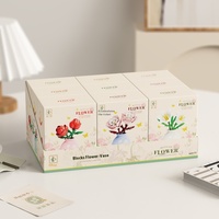 Set Blok Bangunan Plastik DIY 3177-3186 Baru, Rangkaian Bunga Floral dengan Vas untuk Hiasan Meja Anak Perempuan