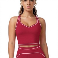 Nouveau soutien-gorge de sport pour femme à maintien élevé, color-block, brossé, avec bretelles croisées, ajusté, respirant, design dos en I, rembourrage avant amovible