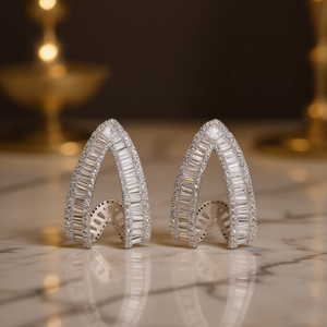 Orecchini a Cerchio di Lusso in Oro Bianco con Cristalli e Strass, Gioielli da Festa per Donne, Stile Geometrico in Argento 925 - Product Image 2