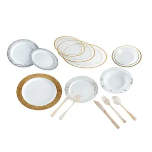 Одноразовый набор для вечеринки, пластиковая посуда, столовые приборы, вилка, нож, ложка, посуда
