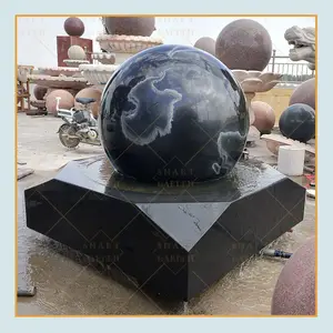 Large garden decor marble fountain black granite rotating sphere ball water fountain