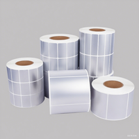 Rouleau d'étiquettes thermiques directes argentées 50 mm de largeur, imperméables, résistantes aux rayures et à l'usure, personnalisables en PET pour supermarchés et épiceries