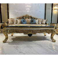 Royal Furniture Dubai Ensemble de tables basses pour le salon Table d'appoint de luxe Table basse dorée vintage avec dessus en verre