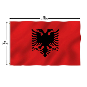 Faible Quantité Minimale De Commande Directement Livraison Taille Personnalisée 100% Nationaux en Polyester drapeau albanais - Product Image 2