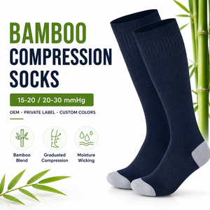 <span class=keywords><strong>Calcetines</strong></span> de Compresión de Bambú Personalizados 15-20 20-30 mmHg, <span class=keywords><strong>Calcetines</strong></span> de Soporte hasta la Rodilla, Marca Privada OEM <span class=keywords><strong>para</strong></span> Hombres y Mujeres - Product Image 1