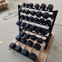 مجموعة دمبل سداسية الشكل من GRASSFIT للتدريب على القوة في صالة الألعاب الرياضية، أوزان حرة مطاطية بالرطل