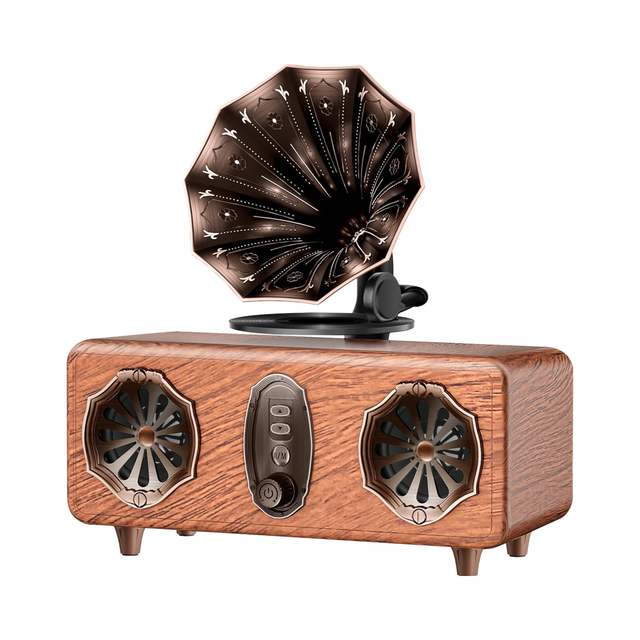 Retro Speaker with FM Radio Support USB/TF/AUX Player for Home Office Room Bedroom, Decorations